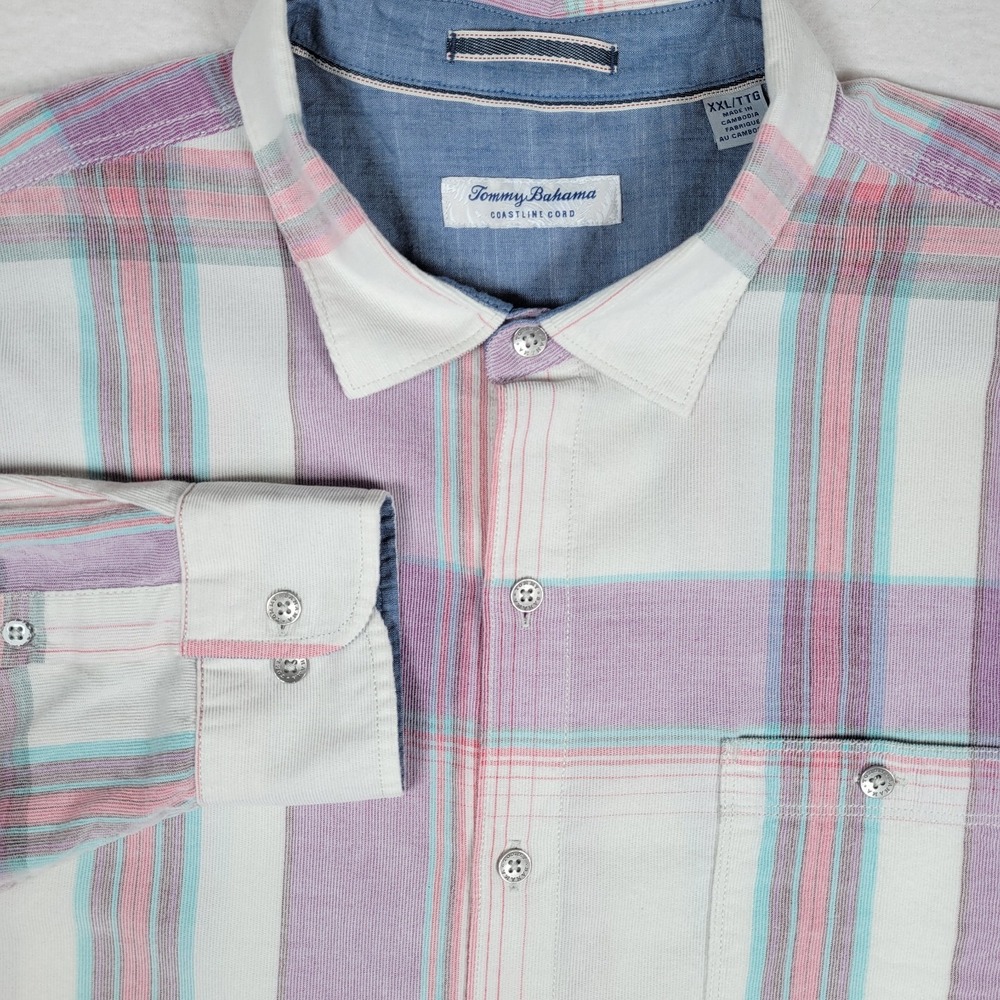 Tommy Bahama Coastline Cord Grand Isle Sandstone Long‎ Sleeve Plaid Shirt XXL
